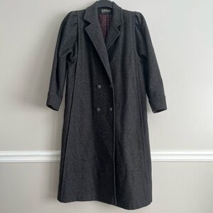 🧥 JOFELD Wool Blend Long Coat Double Breasted Gray Winter Trench Jacket M